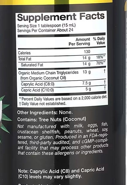 California Gold Nutrition, Sport, Organic MCT Oil, Unflavored, 12 fl oz (355 ml)
