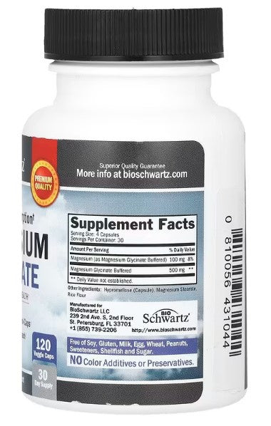 BioSchwartz, Maximum Absorption Magnesium Glycinate, 120 Veggie Caps