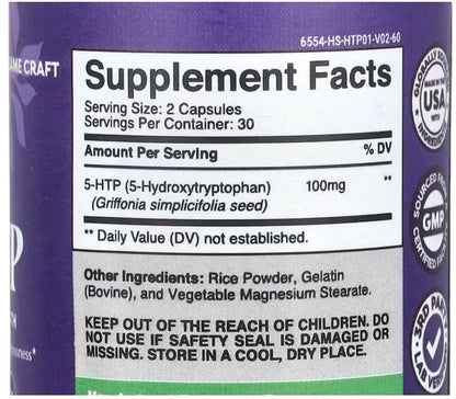 Nature's Craft, 5-HTP، 5htp، 60 كبسولة (50 ملجم لكل كبسولة)