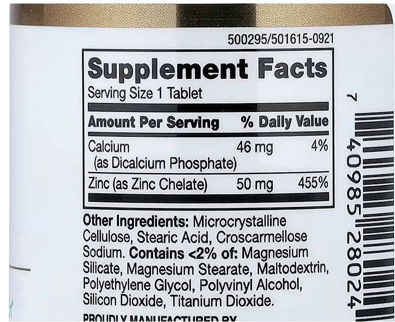 Zinc, 21st Century,  50 mg, 60 Tablets