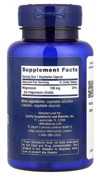 Life Extension, Magnesium (Citrate), 100 mg, 100 Vegetarian Capsules