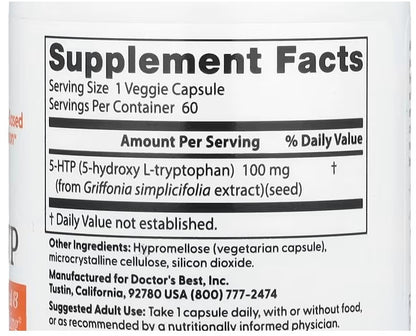 Doctor's Best, 5-HTP, 100 mg, 60 Veggie Caps