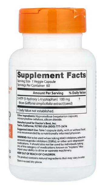 Doctor's Best, 5-HTP, 100 mg, 60 Veggie Caps