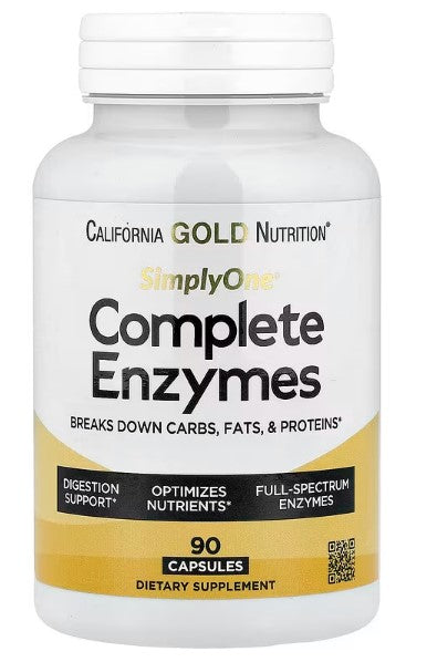 Complete Enzymes with Betaine HCl, California Gold Nutrition , Ox Bile Extract, Full-Spectrum Enzymes, and Bromelain, 90 Capsules