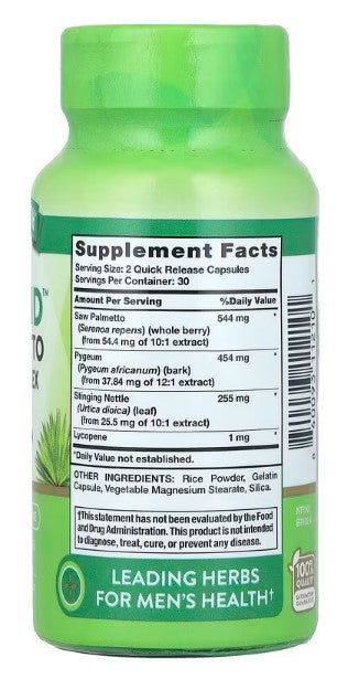 Saw Palmetto Herbal Complex, Prostate Support ,Nature's Truth,  60 Quick Release Capsules