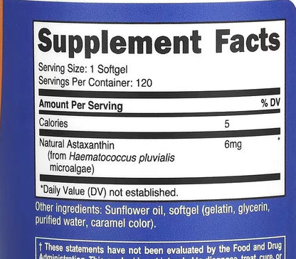 Nutricost, Astaxanthin, 6 mg, 120 Softgels