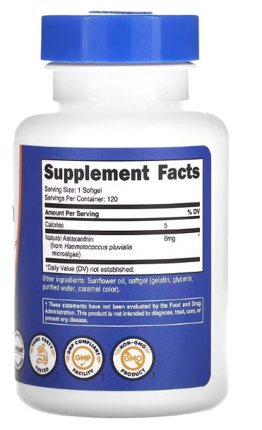 Nutricost, Astaxanthin, 6 mg, 120 Softgels