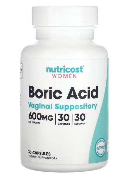 Boric Acid, Vaginal Health, 600mg,30 capsules