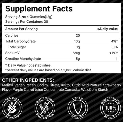 Creatine gummies, 120Gummies, Strawberry