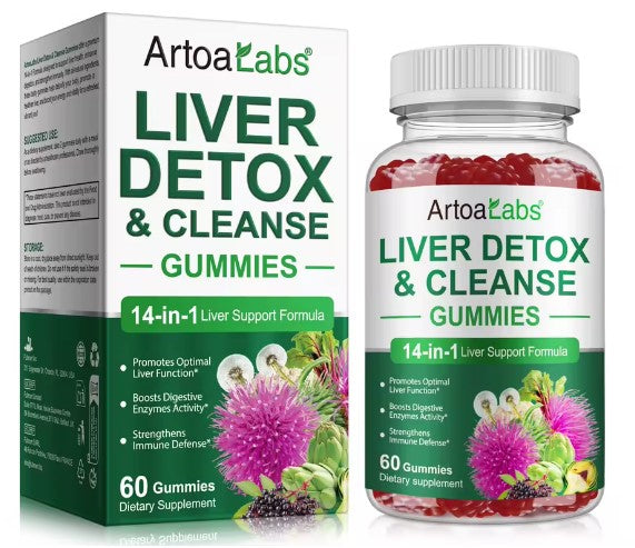 Liver Detox Cleanse Gummies(Milk thistle, Artichoke, Elderberry, Zinc, B6, Aloe vera)