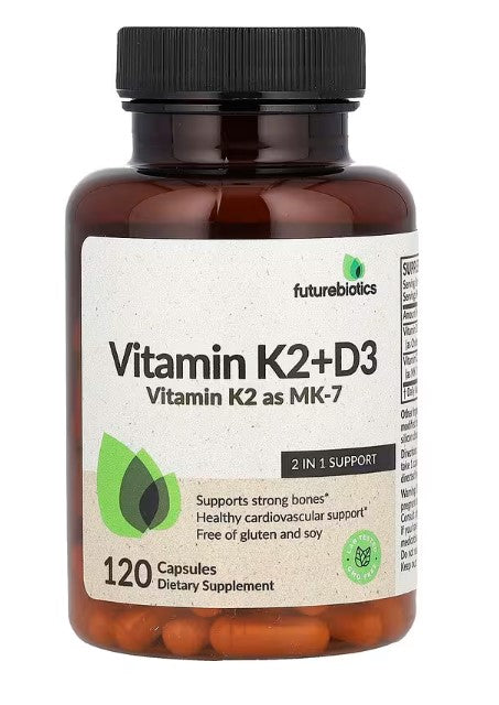 Vitamin D3 + K2,5000 IU, 120 Capsules