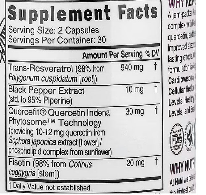 Resveratrol+, 60 Vegan Capsules,Nutri,