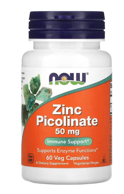 NOW Foods، بيكولينات الزنك، 50 مجم، 60 كبسولة نباتية (50 مجم لكل كبسولة) 