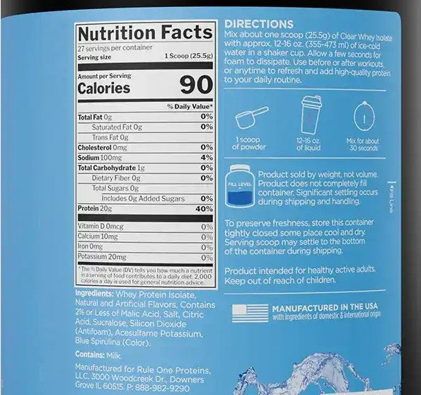 Clear Whey Isolate Rule1 - Rule 1 R1 Clear Isolate  - Gluten Free,  Helps with Muscle, Strength and Recovery