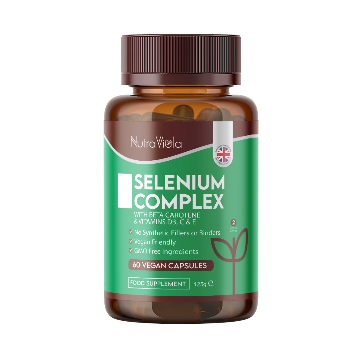 NutraViola, Selenium Complex, with Beta Carotene & Vitamins D3, C & E, 60 Vegan Capsules