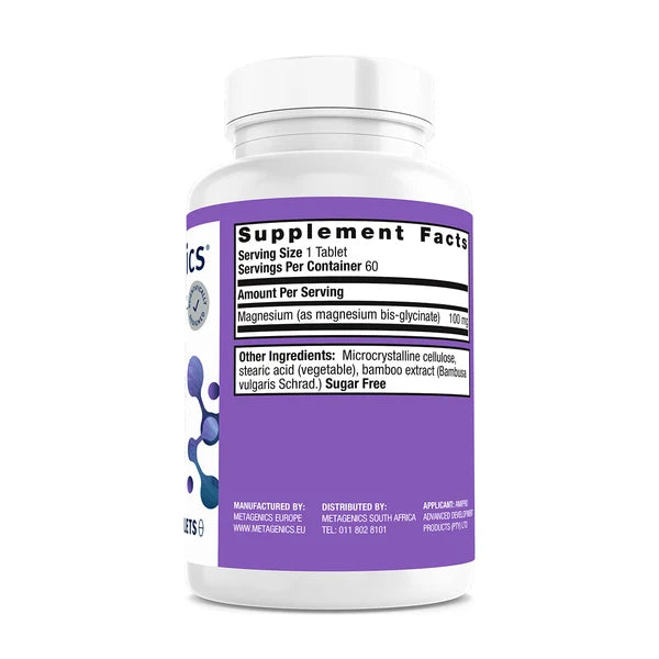 Metagenics, Mag Glycinate, Magnesium Glycinate, 100 mg, 60 Tablets