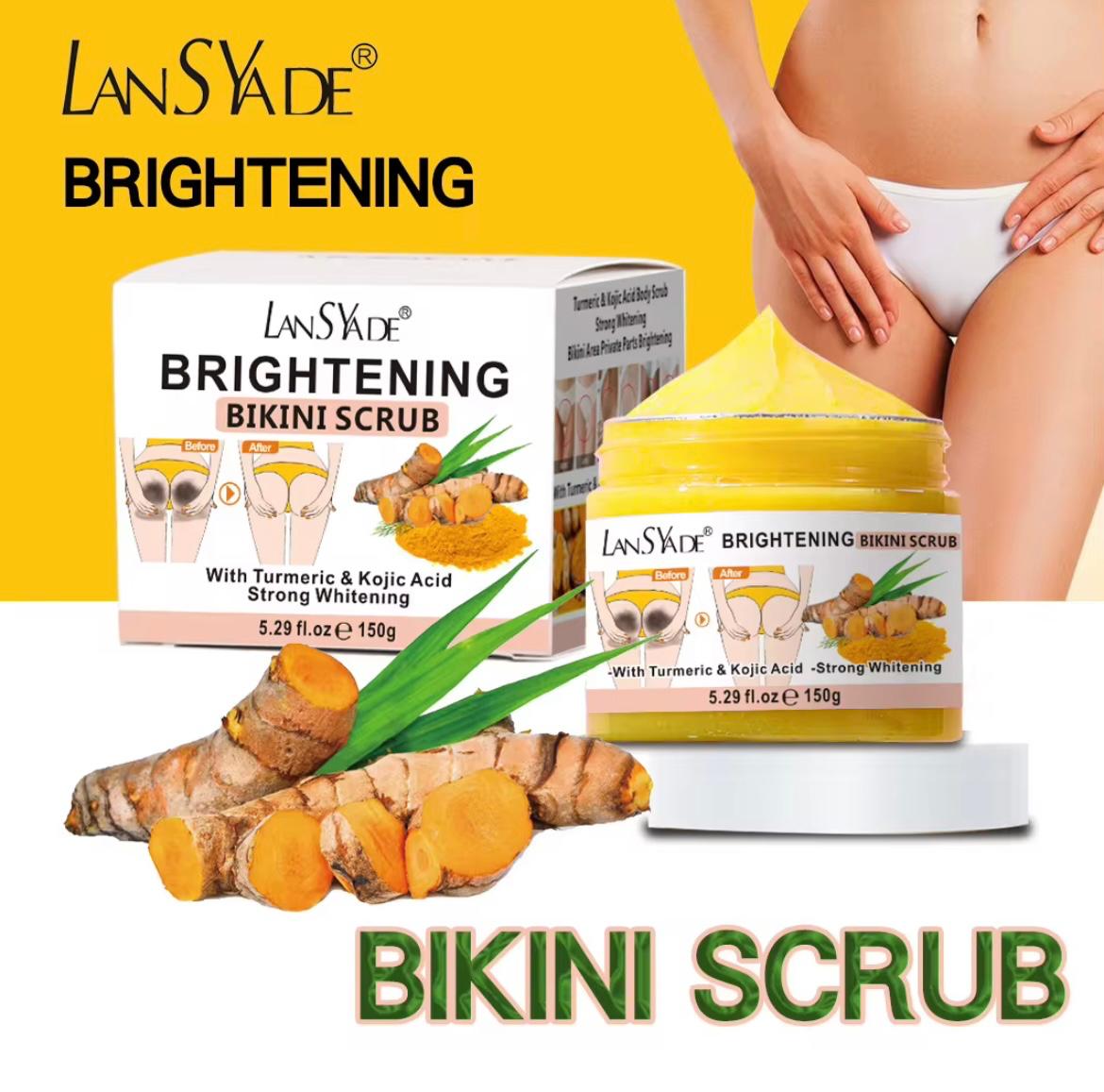 Bikini Area Exfoliator with Turmeric & Kojic Acid & Glutathione & Retinol & Shea Butter Scrub