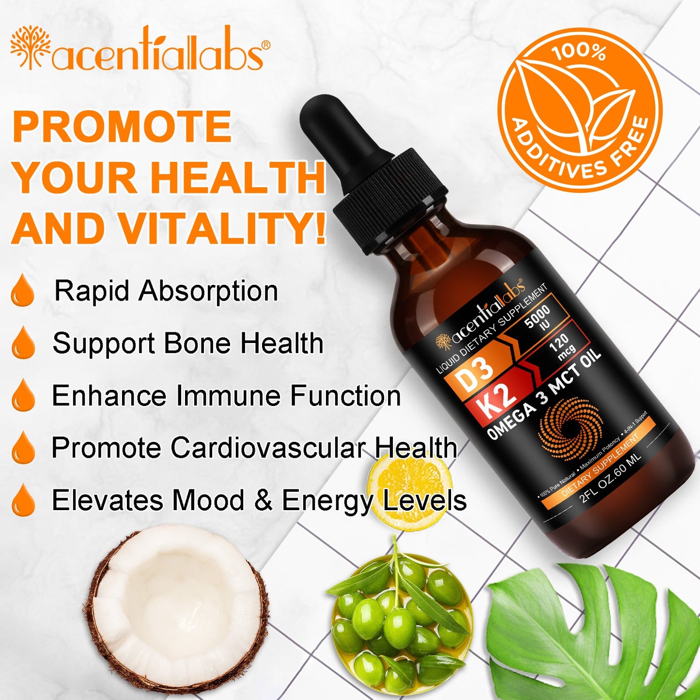 D3 & K2 with omega3 and mct oil ,(5000IU,120mcg)