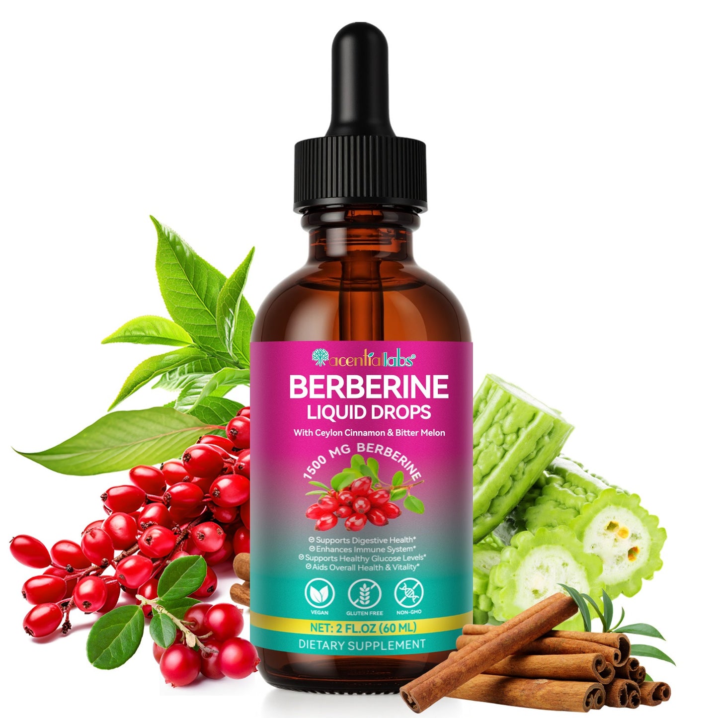 Berberine & Ceylon Cinammon Liquid, Ancient Labs, 1500mg(60 days)