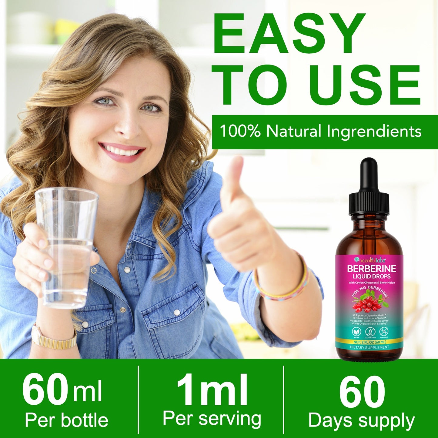 Berberine & Ceylon Cinammon Liquid, Ancient Labs, 1500mg(60 days)