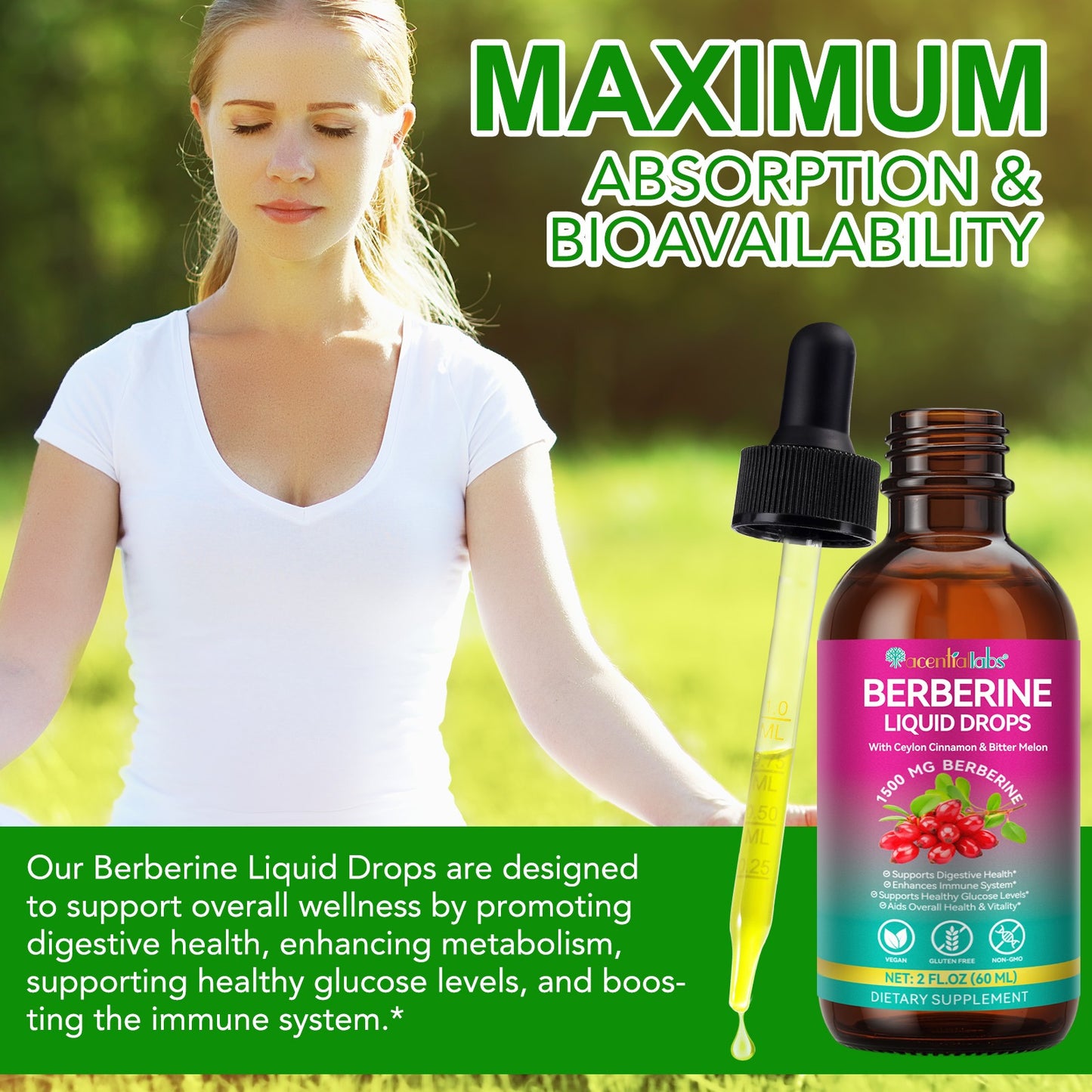 Berberine & Ceylon Cinammon Liquid, Ancient Labs, 1500mg(60 days)