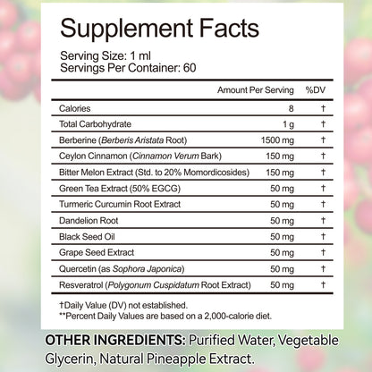 Berberine & Ceylon Cinammon Liquid, Ancient Labs, 1500mg(60 days)