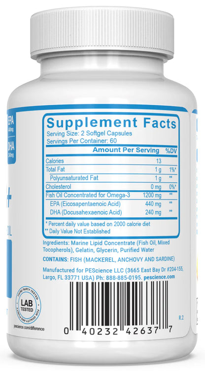 Fish Oil-Omega3- 60servings - PEScience- omega 3