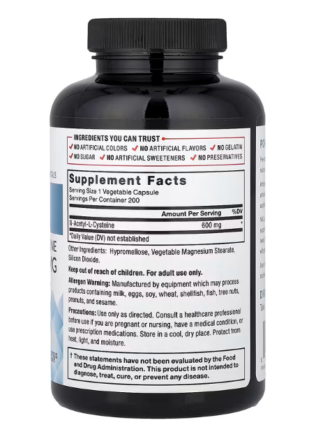 Force Factor,NAC, N-Acetyl-L-Cysteine, 600 mg, 200 Vegetable Capsules
